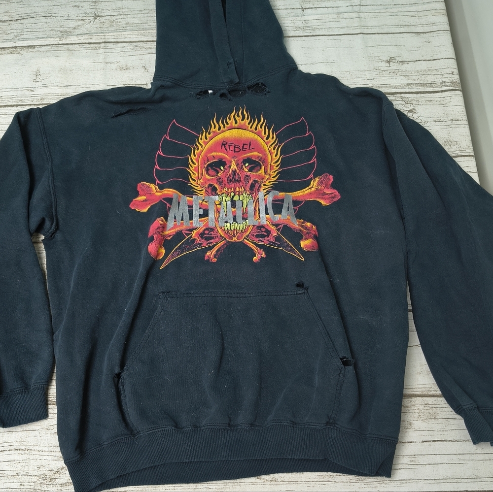Rebel 💀☠️ 1997 Metallica Pushead Hoodie -XL  THRASHED
